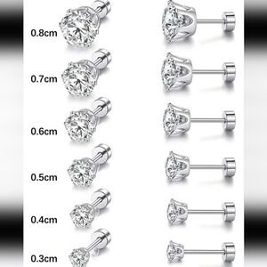 Rhinestone Solitaire Stainless Steel Stud - Screw Back